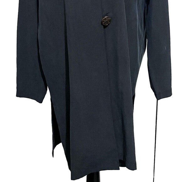 Hamilton Kennedy 100% silk caftan muumuu black kimono-style cut character button - Picture 5 of 5